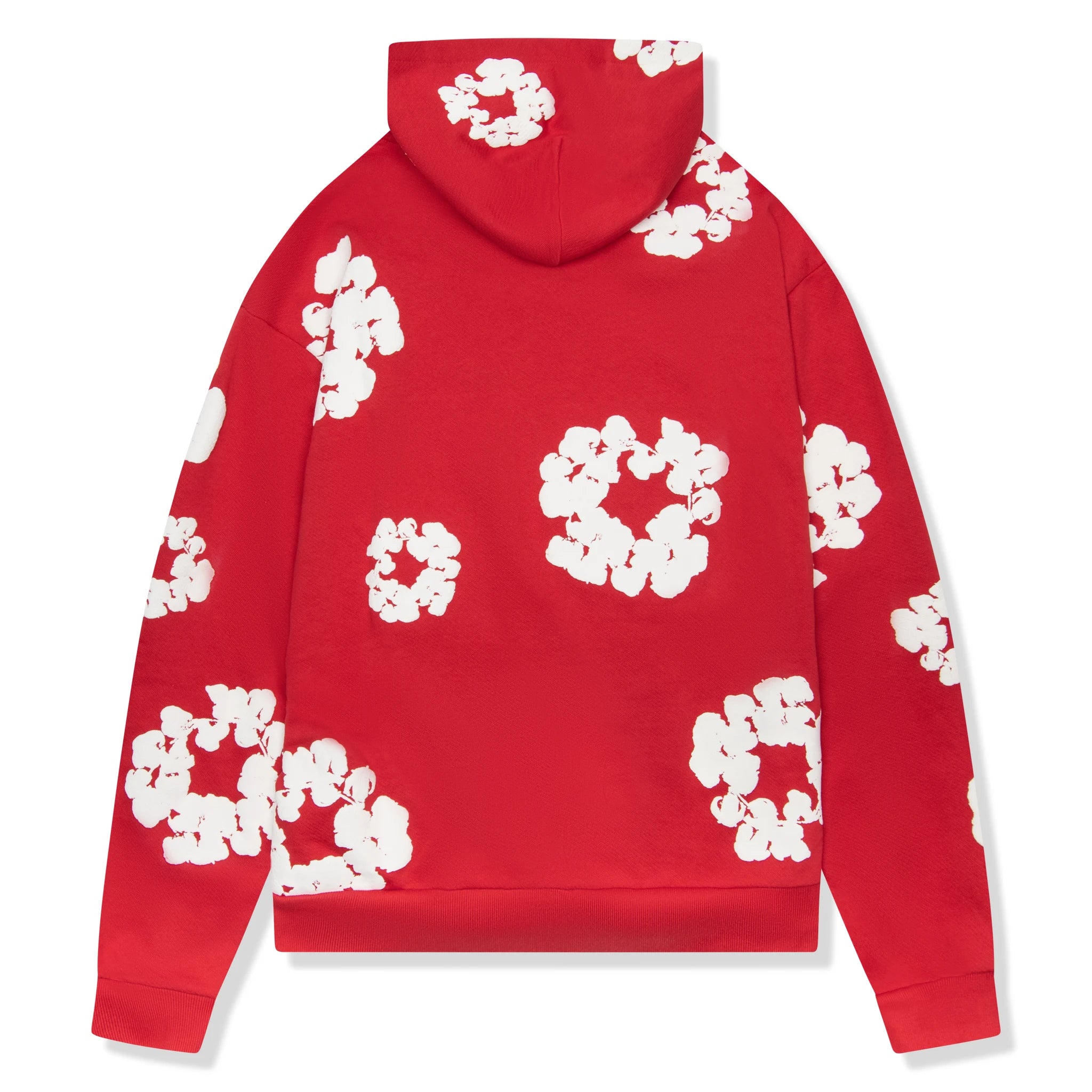 Back view of Denim Tears The Cotton Wreath Red Hoodie
